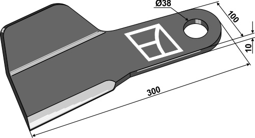 Messer 300mm, rechts geeignet für: Spearhead Marteaux broyeurs, couteaux, fléaux, couteaux faucheurs, couteaux torsadés, couteaux -Y