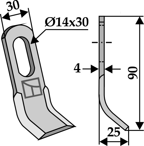 Y-Messer 90x30mm geeignet für: Votex Pruning hammers, blades twisted, Y-blades, flails