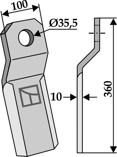 Mulchmesser 360x100mm geeignet für: Szolnoki Comminution blades, comminution blades twisted, blades