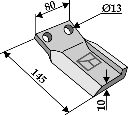 Wechselklinge, rechts geeignet für: Humus Fléaux, couteaux-Y, lames de rechange, couteaux faucheurs, marteaux broyeurs, marteaux broyeurs PTA