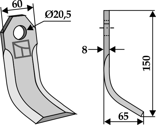 Y-Messer 150x60mm geeignet für: Agram Y-blades, flail mower blades