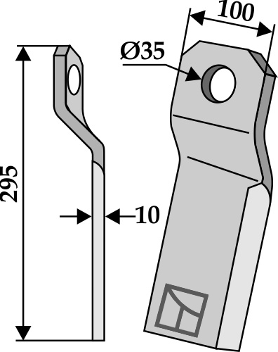 Mulchmesser verdreht - kurz - links geeignet für: Szolnoki Bio knive, bio knive drejet, knive