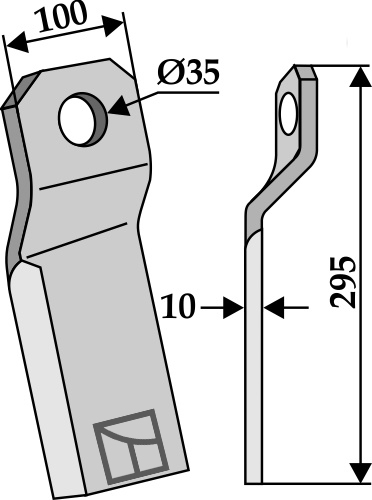 Mulchmesser verdreht 195x100mm - kurz - rechts geeignet für: Szolnoki Comminution blades, comminution blades twisted, blades
