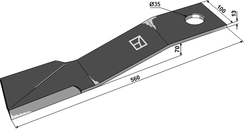 Mähermesser 560mm - links geeignet für: Bomford Couteaux-Y, marteaux broyeurs 