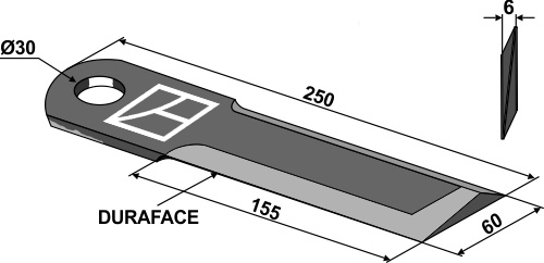 Messer geeignet für: Claas  Facas Y, facas com ângulo