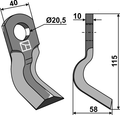 Y-Messer 115x40mm geeignet für: Claas Y-blades, L-blades