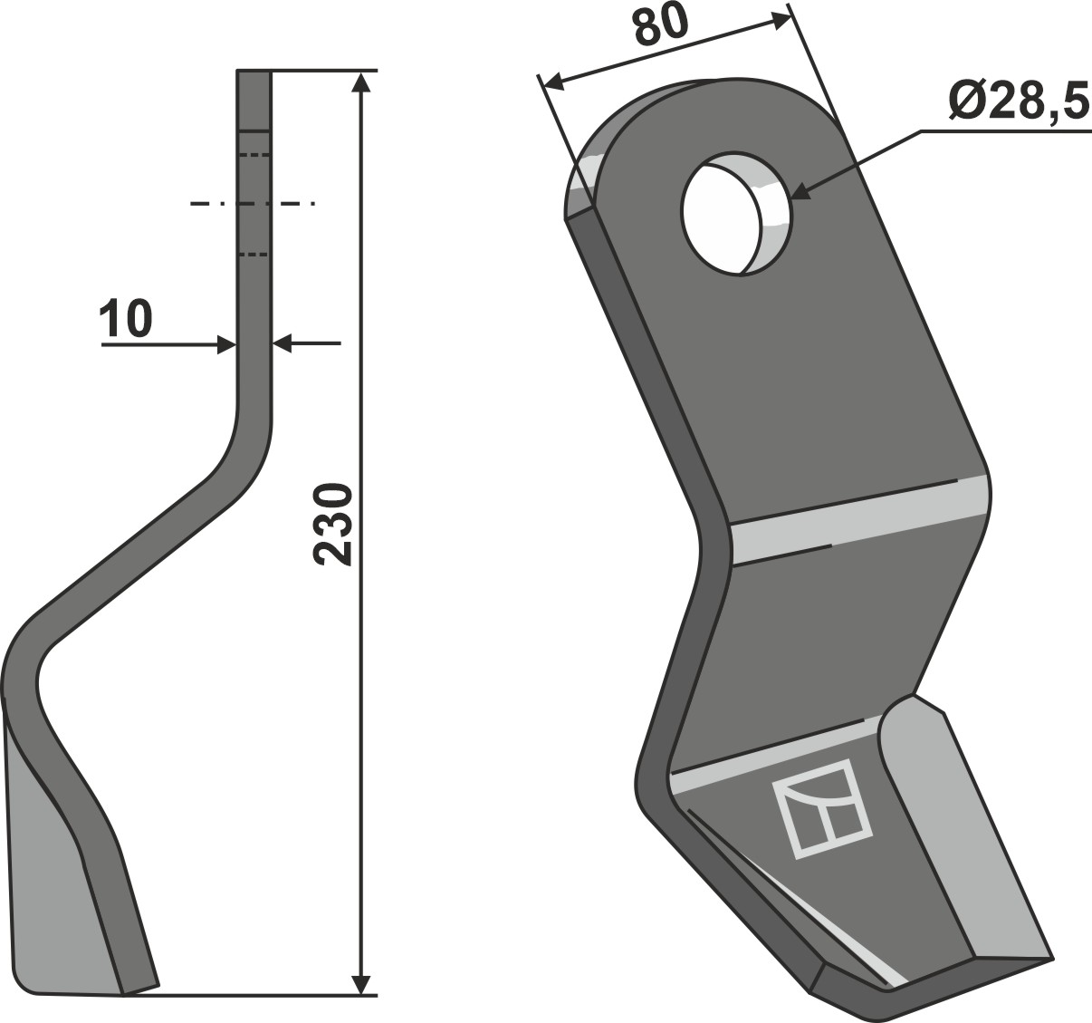 Messer 230x80mm - linke Ausführung geeignet für: Sauerburger Pruning hammers, pruning hammer PTA, Y-blades, blades 