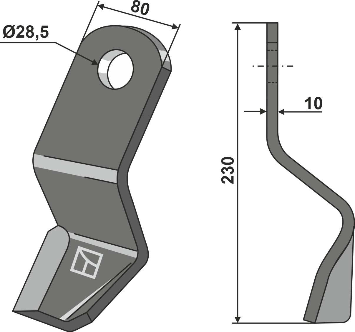 Messer 230x80mm - rechte Ausführung geeignet für: Sauerburger Pruning hammers, pruning hammer PTA, Y-blades, blades 