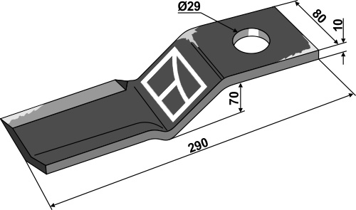 Messer 290x80mm, rechts geeignet für: Seppi Hammerslagler, Y-knive, knive, bio knive