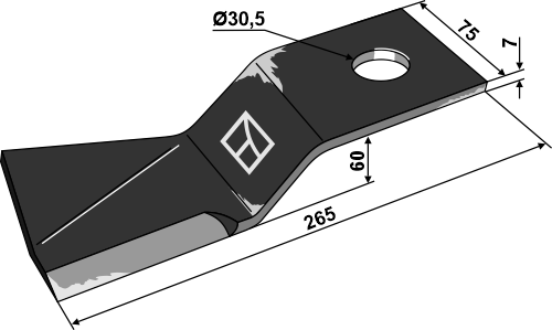 Schlegel 265x75mm - links geeignet für: Major Couteaux-Y, fléaux, marteaux broyeurs, marteau broyeur PTA