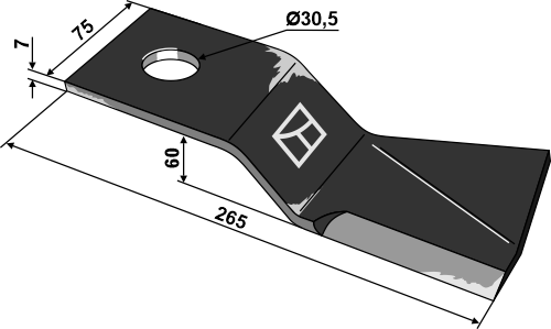 Schlegel 265x75mm - rechts geeignet für: Major Couteaux-Y, fléaux, marteaux broyeurs, marteau broyeur PTA