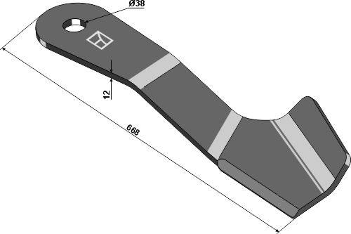 Mähermesser 668mm - links geeignet für: Spearhead Ciocan tocător, cuţite, cuţite Y, cuţite cositoare