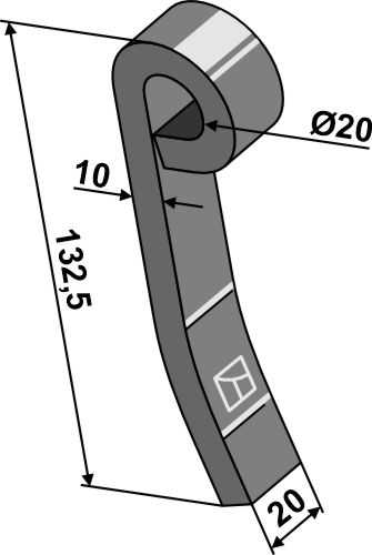Schlegel 132,5x20mm geeignet für: Kverneland Y-knive, slagle, knive, slagle knive vredet, hammerslagler 