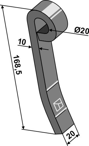 Schlegel 168,5x20mm geeignet für: Kverneland Y-knive, slagle, knive, slagle knive vredet, hammerslagler 