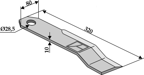 Mulchmesser 320x80mm - links geeignet für: Schmidt Slagle, bio knive, sikrings bolts