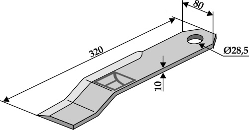 Mulchmesser 320x80mm - rechts geeignet für: Schmidt Slagle, bio knive, sikrings bolts