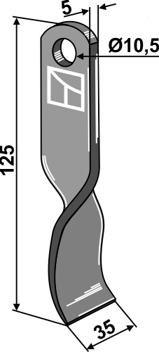 Gedrehtes Messer 125x35mm geeignet für: Turner Pruning hammers, flails, twisted baldes