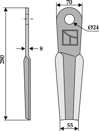 Schlegel 280x70mm - links geeignet für: Epoke Flails pruning hammers 
