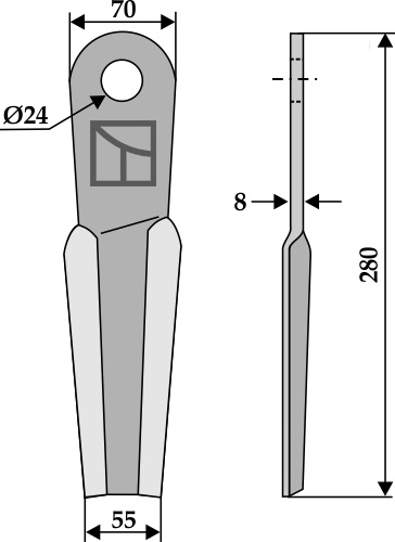 Schlegel 280x70mm - rechts geeignet für: Epoke Flails pruning hammers 