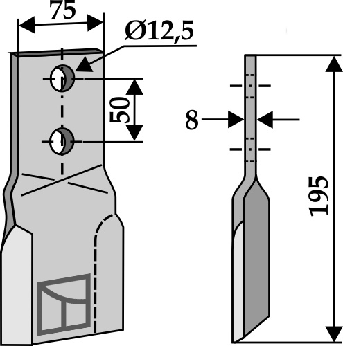 Schlegelmesser, rechts geeignet für: Perfect Martelos,  martelos PTA, facas com ângulo, facas curvas