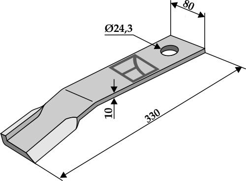 Mähermesser 330mm - links geeignet für: Humus Y-messen, uitwisselmessen, klepels, hamerklepels, hamerklepels PTA