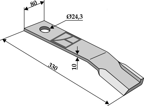 Mähermesser 330mm - rechts geeignet für: Humus Schlegel, Y-Messer, Wechselkilingen, Mähmesser, Hammerschlegel, Hammerschlegel PTA