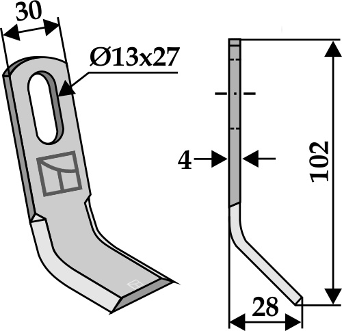 Y-Messer 102x30mm geeignet für: Peruzzo Marteaux broyeurs, couteaux Y, couteaux de scarificateurs