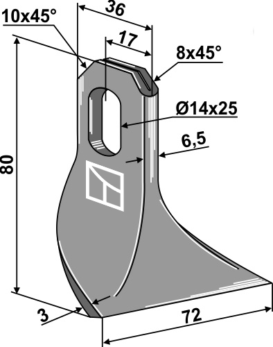Schlegel 80x36mm geeignet für: B.C.S. Y-blades, flails