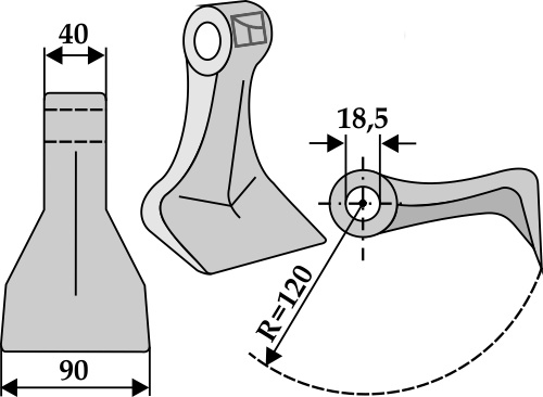 Hammerschlegel 90x40mm geeignet für: Kubota Y-knive, hammerslagler 