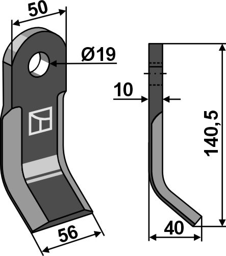 Y-Messer 140,5x50mm geeignet für: Kverneland Y-knive, slagle, knive, slagle knive vredet, hammerslagler 