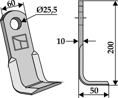 Winkelmesser geeignet für: M.E.A.A.T. Cuchillas Y, cuchillas rectas, cuchillas L, martillos, martillos PTA