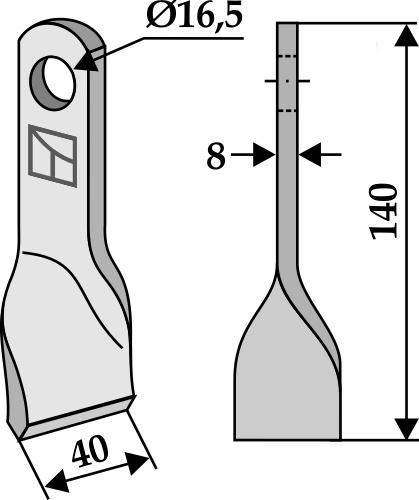 Gedrehtes-Messer 140x40mm geeignet für: Nobili Pruning hammers, pruning hammer PTA, Y-blades, L-blades, twiested blades
