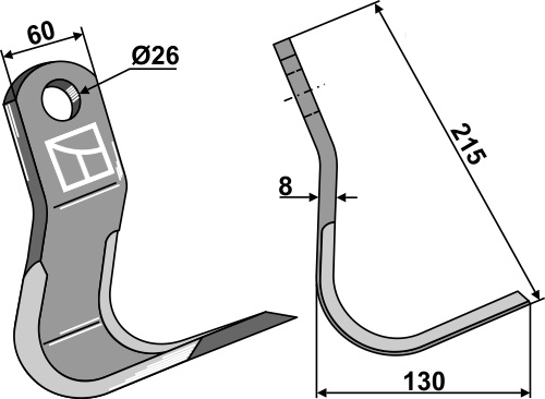 Y-Messer 215x60mm geeignet für: Nobili Pruning hammers, pruning hammer PTA, Y-blades, L-blades, twiested blades
