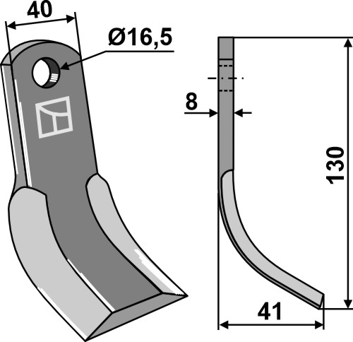 Y-Messer 130x40mm geeignet für: Orsi Marteaux broyeurs, marteau broyeur PTA, couteaux-Y, couteaux torsadés