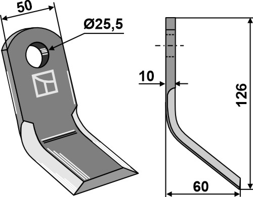 Y-Messer geeignet für: OMARV Marteaux broyeurs, marteau broyeur PTA, couteaux-Y, fléaux, couteaux équerre 