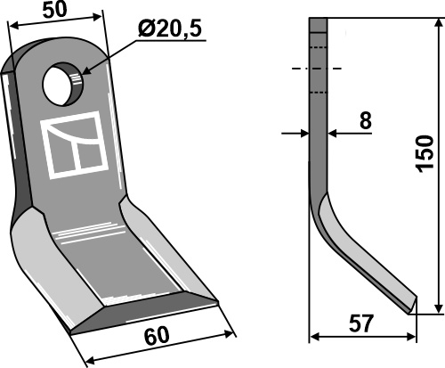 Y-Messer 150x50mm geeignet für: OSMA Y-blades