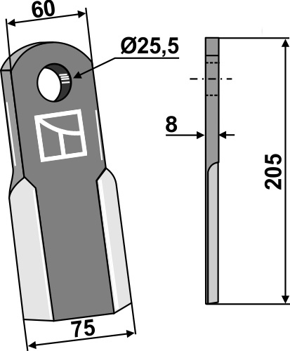 Gerades Messer 205x60mm geeignet für: Pegoraro Hammerslagler, Slagle, Y-knive, knive
