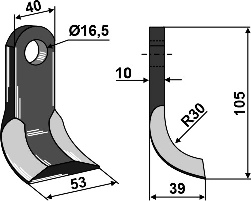 Y-Messer 105x40mm geeignet für: Pegoraro Hammerslagler, Slagle, Y-knive, knive