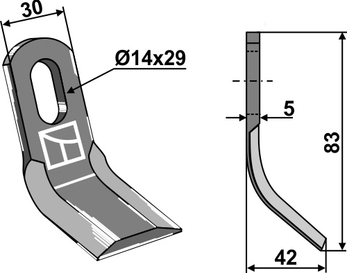 Y-Messer 83x30mm geeignet für: Lipco Y-knive, ring