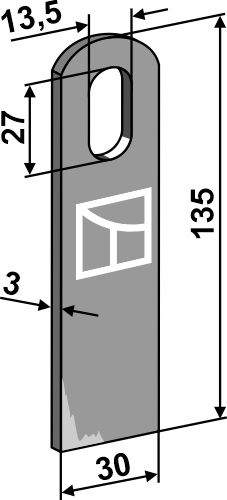 Vertikutiermesser 135x30mm geeignet für: Peruzzo Marteaux broyeurs, couteaux Y, couteaux de scarificateurs