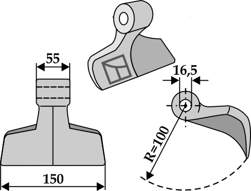 Hammerschlegel 150x55mm geeignet für: Muratori Y-blades, flails, straight blades, pruning hammers, pruning hammers PTA 