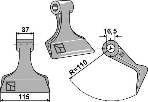 Hammerschlegel geeignet für: Kuhn Y-messen, haaks-messen, hamerklepels, hamerklepels PTA