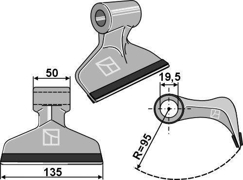 Pruning hammer 135x50mm - PTA geeignet für: Berti Y-blades, flails, pruning hammers, pruning hammer PTA