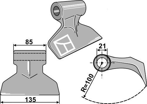 Hammerschlegel geeignet für: Berti Couteaux-Y, fléaux, marteaux broyeurs, marteau broyeur PTA