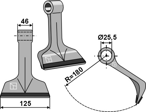 Hammerschlegel 125x46mm - PTA geeignet für: Maschio / Gaspardo Y-blades, flails, pruning hammers, pruning hammers PTA