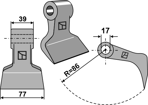 Hammerschlegel geeignet für: Berti Couteaux-Y, fléaux, marteaux broyeurs, marteau broyeur PTA