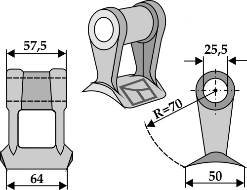 Hammerschlegel 64x57,5mm geeignet für: Noremat Pruning hammers, pruning hammers quick-change, Y-blades, flails