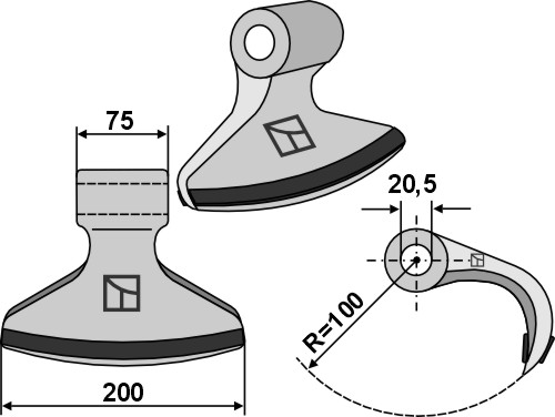 Hammerschlegel 200x75mm - PTA geeignet für: Tünnißen & Stocks Hammerslagler, hammerslagler PTA, L-knive 