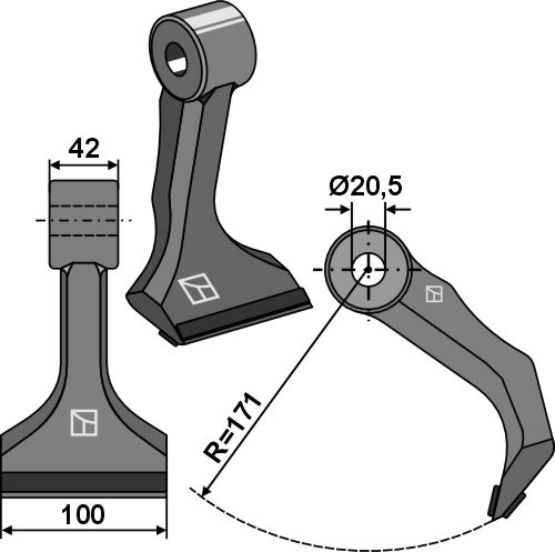 Pruning hammer 100x42mm - PTA geeignet für: Berti Y-blades, flails, pruning hammers, pruning hammer PTA