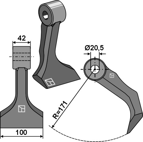 Hammerschlegel 100x42mm geeignet für: Berti Y-blades, flails, pruning hammers, pruning hammer PTA